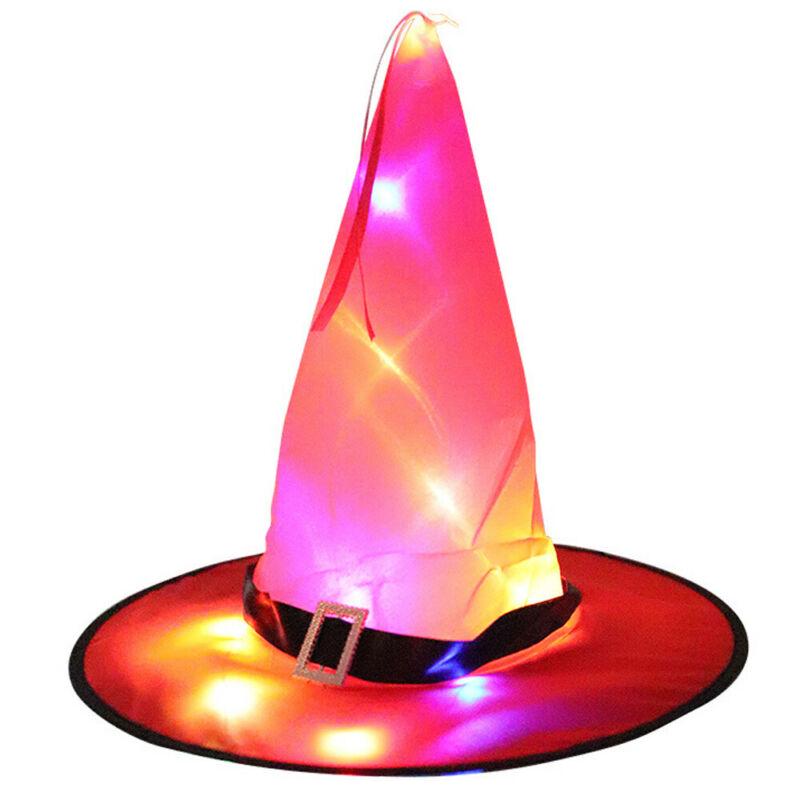 Хэллоуин Светодиодная светящаяся шляпа ведьмы Светящиеся колпаки Подвесной декор Унисекс Реквизит для взрослых Принадлежности для вечеринок KTY
