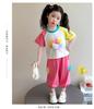 Girls' Summer Set 2026 New Fashionable Children's Short sleeved Girl Baby Summer Dress Cat Leisure Summer