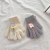 Children's Gloves Autumn and Winter Warm Love Lollipop Five Finger Gloves for Girls with Velvet and Thickening