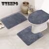 3pcs/set Solid Color Bathroom Mat Set Fluffy Hairs Bath Carpets Modern Toilet Lid Cover Rugs Kit Rectangle 50*80 50*40 45*50cm