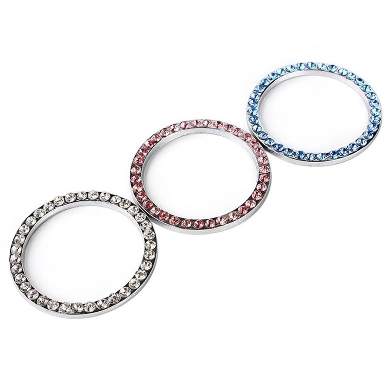 2 шт., металлические стразы, кнопка запуска двигателя автомобиля, кольцо, наклейка, украшение