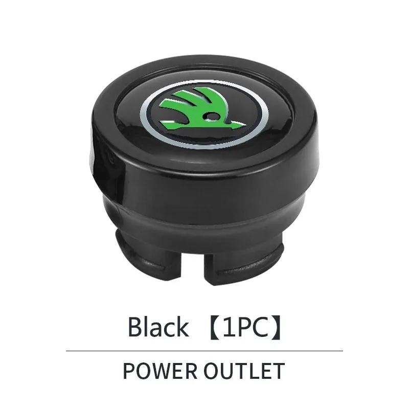 QGO2 Car Cigarette Lighter Cover DustProof Decoration Cap For Skoda Fabia Superb Yeti Octavia Enyaq Rapid Kodiaq Kamiq Karoq Scala A7