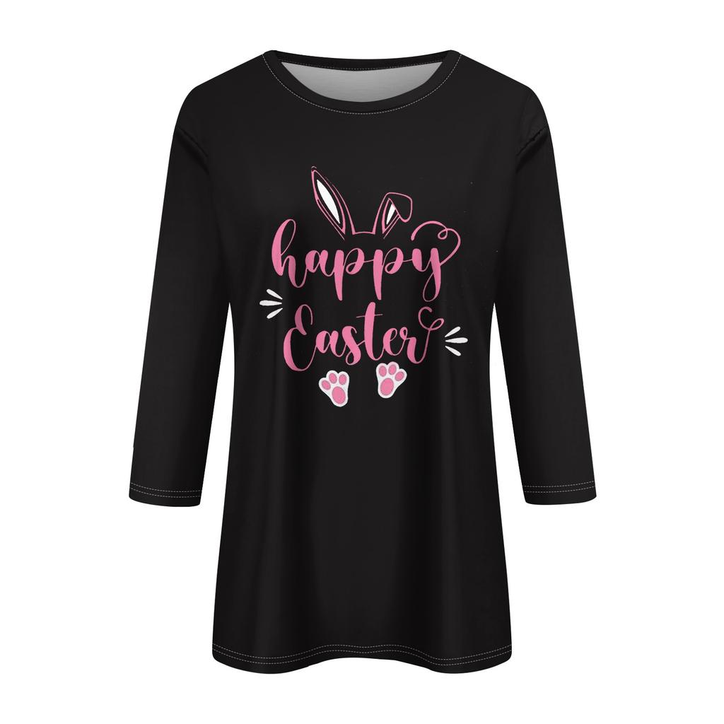 Women's Fashion Casual Seven Sleeve Valentine's Day Printed Pullover Top