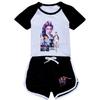 Kids Girls Anime Cartoon POP Singer Super Star Zoey Rumi Mira Print Short Sleeves T-Shirt Shorts Pants Casual Clothes Set