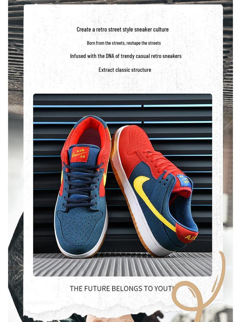 Мужские/женские кроссовки AJ, красные и синие, с асимметричным дизайном, низкие, для скейтбординга и бега