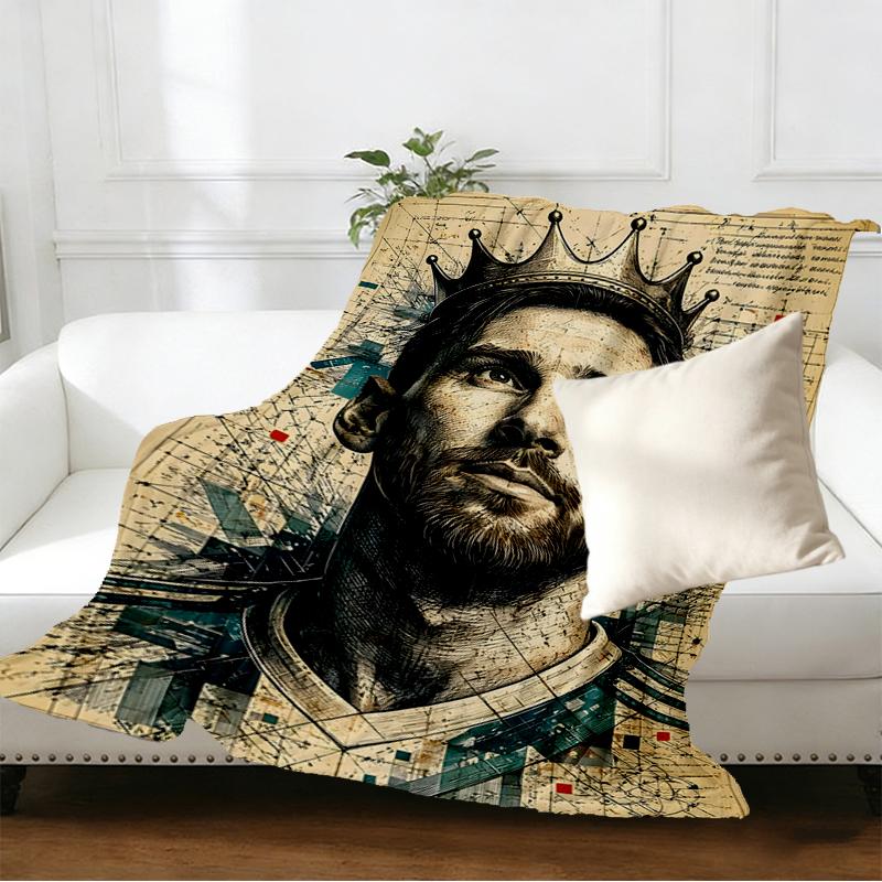 Lionel Messi Print Blanket - Soft & Comfortable, for Bedroom, Travel, Sofa, Home Decoration - Birthday Christmas Gift for Friend