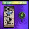 Чехол для телефона Street Art Banksy Graffiti для iPhone 16,15,14,13,12,11,Plus,Pro,Max,Mini Магнитная беспроводная зарядка MagSafe