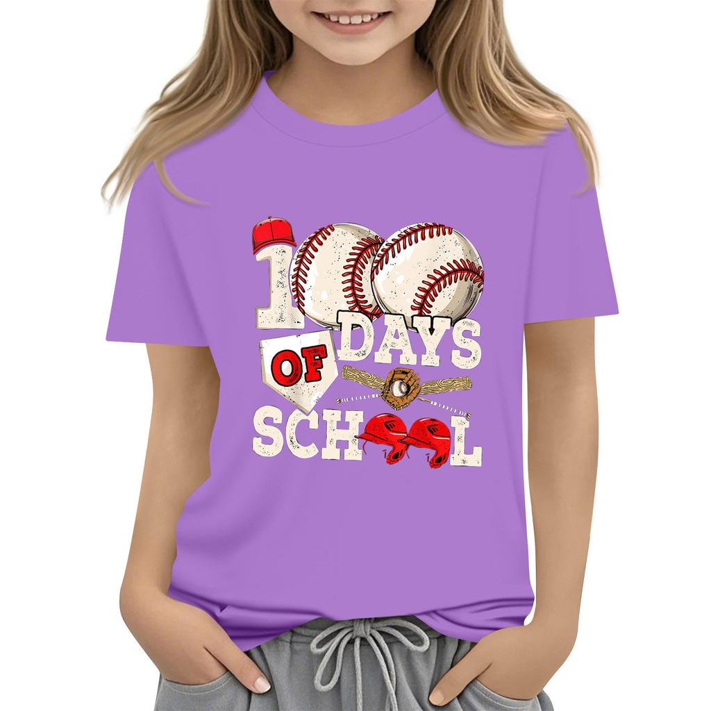Детская модная повседневная футболка с коротким рукавом и круглым вырезом в честь 100-дневной годовщины школы