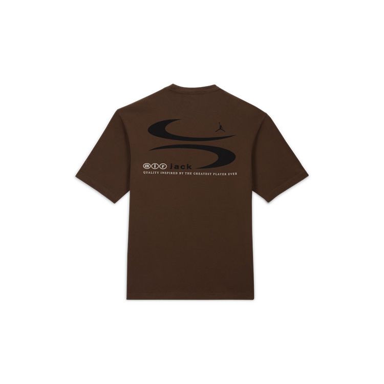 Jordan X Travis Scott Letter Logo Print Crew Neck Short Sleeve T-Shirt Men Tops Marmot-Brown DZ5511-274