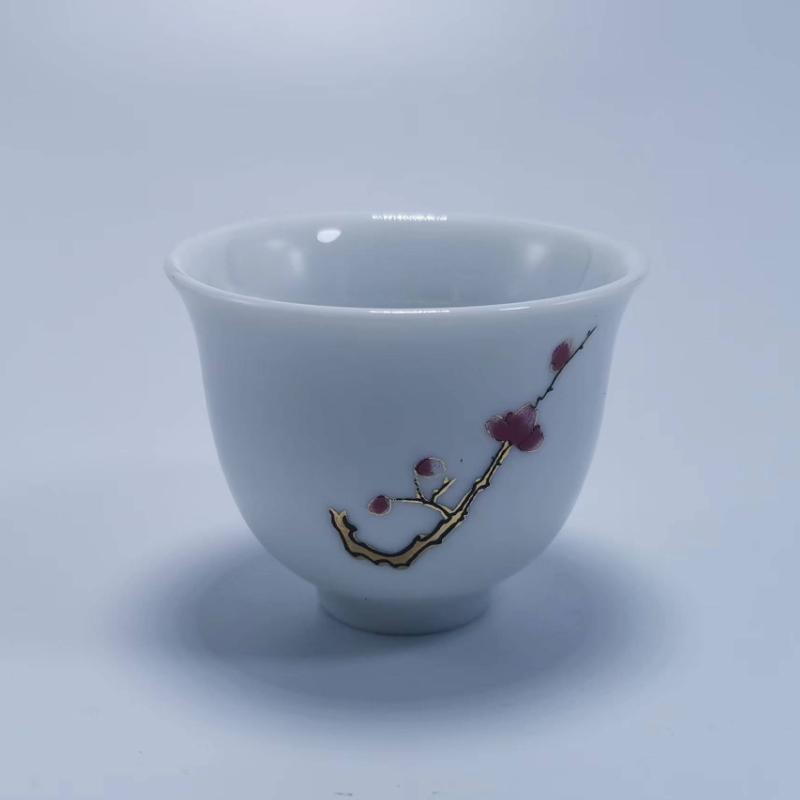 Изысканная белая фарфоровая чашка для чая кунг-фу 1 шт., китайские чайные наборы, чайная утварь, набор китайских чайных чашек, дорожная чаша для чая кунг-фу