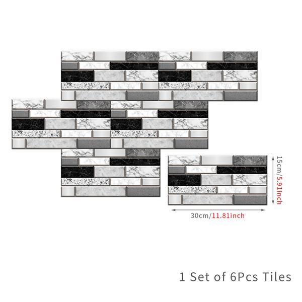 6 шт., маслостойкая наклейка для кирпичной плитки, наклейка на стену для кухни, самоклеющаяся водонепроницаемая наклейка для ванной, обои 15x30 см