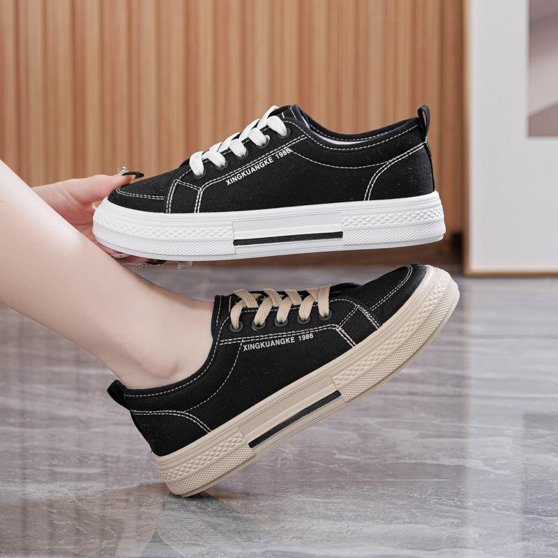2025 Women Fabric Casual Shoes Trend Spring Autumn All-match Women Platform Sneakers Simple Breathable Flats Canvas Shoes Mujer