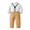 Boys' Gentlemen's Graduation Outfit: Long Sleeve Shirt, Bib Trousers, Host Set for Small & Medium Children, 4 Pieces.