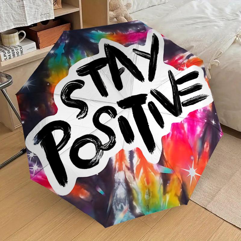 1pc Stay Positive Automatic Open/Close Umbrella, Formal Events - Ideal Gift for Family or Friends, Outdoor Accessory yy251211242