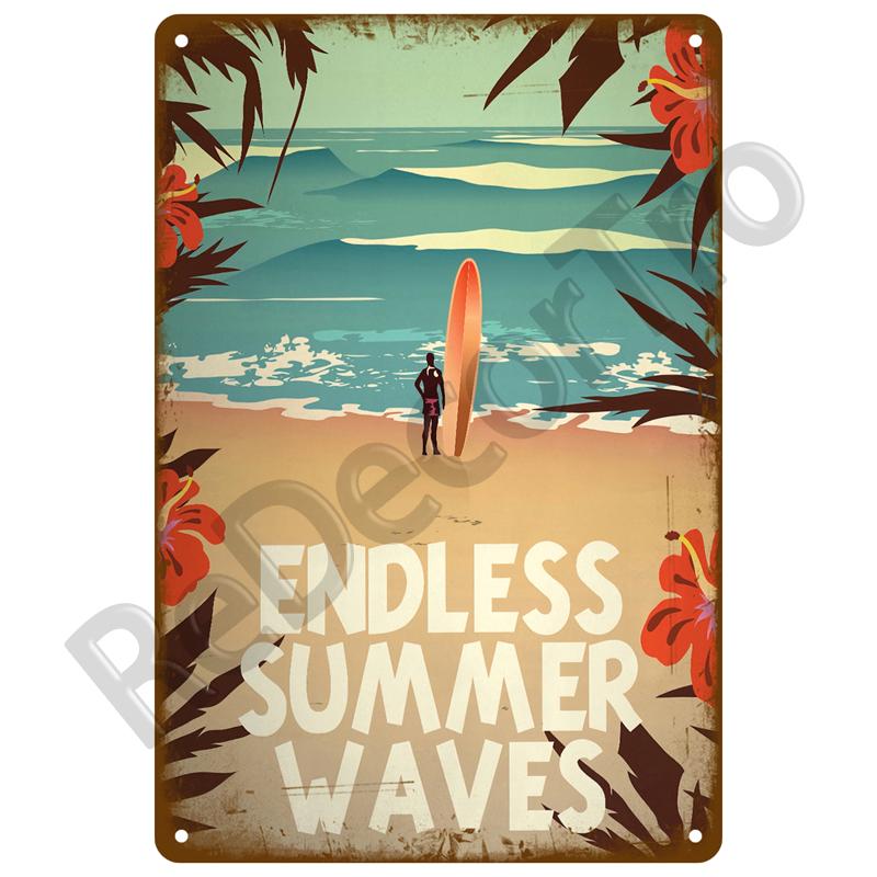Metal Plate Home Wall Decor For Beach Bar Seaside House Surf Club Decorative Iron Painting Tin Sign Plaque Metal Sign Summer Art