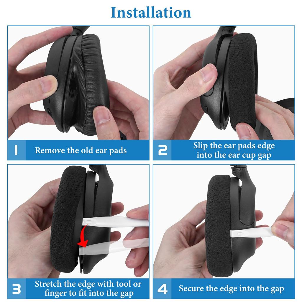 Geekria Подушечки для наушников Nova Совместимые подушечки Совместимые с подушечками для наушников Sony WH-CH700N, WH-CH710N, WH-CH720N для уха/амбушюры (Сетчатая ткань/Черный)