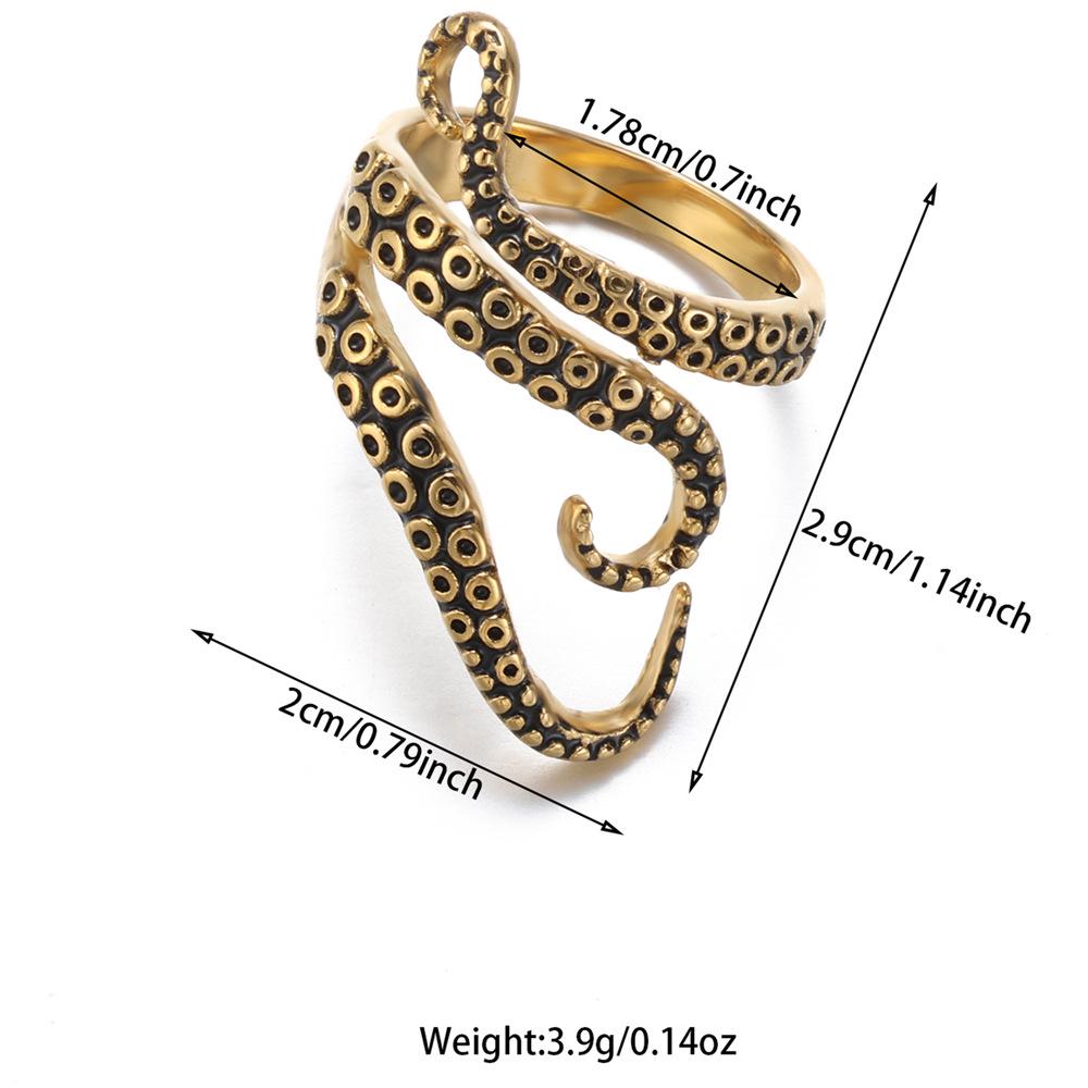 Dianyi Кольцо мужское классическое панк из нержавеющей стали с осьминогом