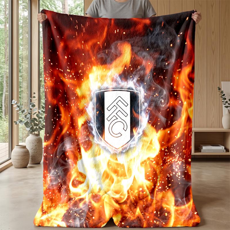 Fulham Football Print Flannel Blanket, Soft Warm Lightweight Throw Blanket for Sofa Bed Camping