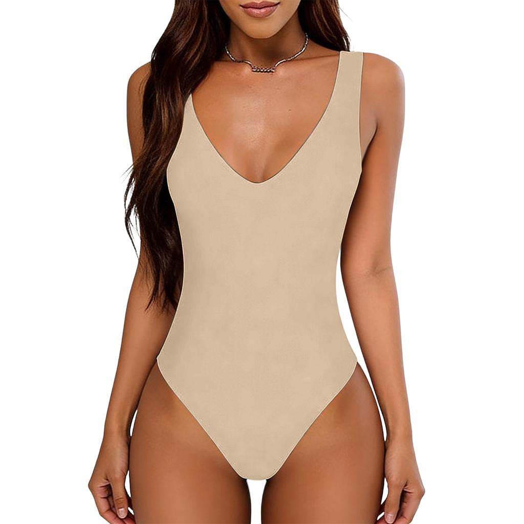 Женский сексуальный боди с глубоким V-образным вырезом, открытой спиной и без рукавов