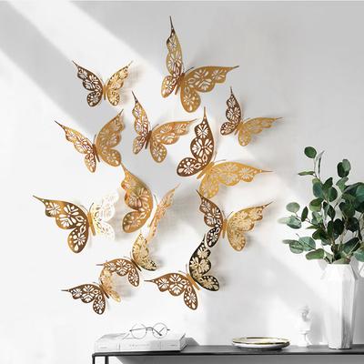 3D полые наклейки на стену с бабочкой, домашний декор, картонные наклейки на стену с бабочкой