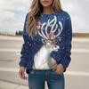 Christmas Elk Printed Sweatshirt Women's Loose O Neck Long Sleeve Tops Autumn Winter Fashion Casual Pullover Plus Size Woman Clo