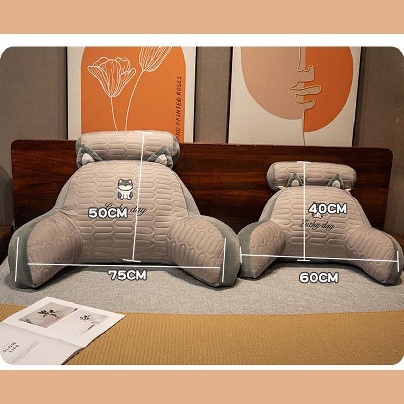 Cute Animal Lumbar Support Pillow Summer Ice Silk Surface Backrest Cushion With Removable Neck Pillow For Bed Sofa Office Chair