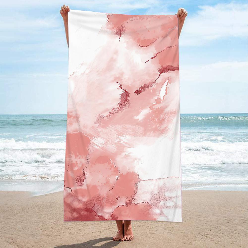Soft Blush Ink Splash Gradient Pattern Absorbent Towel for Outdoor Sunbathing and Swimming Pool Relaxation