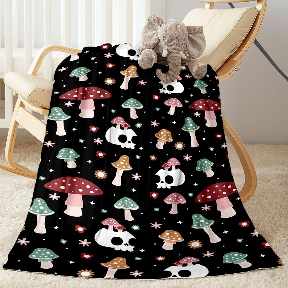1pc Psychedelic Mushroom Garden blanket Soft and Warm for Sofa Office Camping Travel Livingroom Great Gift for Friends and Family Comfortable