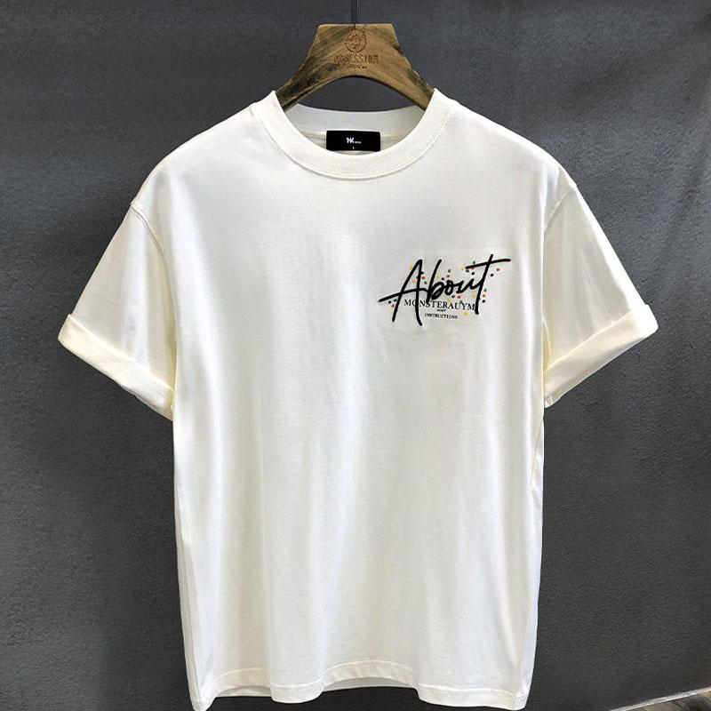 Футболка мужская с коротким рукавом из чистого хлопка повышенной плотности с принтом 'Butterfly Advanced Sense' Новые топы Свободная футболка с рукавом до локтя на каждый день