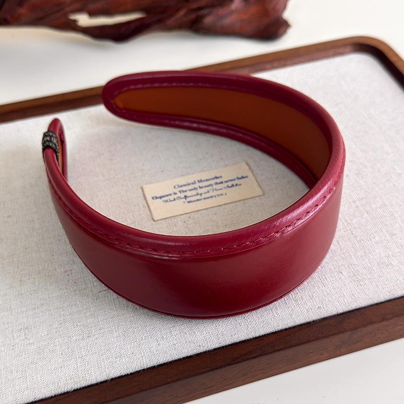 Обруч для волос во французском стиле, ретро кожаные широкие повязки на голову, женская повязка на голову, женский головной убор для умывания и макияжа, аксессуары для волос
