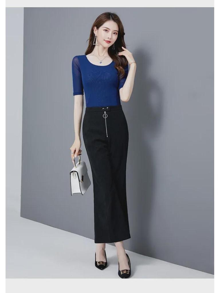 Korean Style Women's Mid-Sleeve T-Shirt, Slim Fit, Five-Point Sleeves, Perfect As Inner Layer or Outer Top for Spring and Autumn 2022