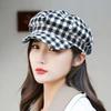 Small Fragrant Style Women Painter Hat Korean Style Women Octagonal Cap Plaid Beret Hat  Outdoor