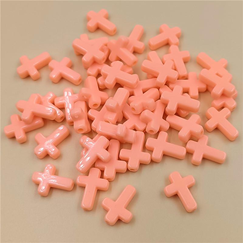 Spring Color DIY Jewelry Accessories Making Materials Necklace Bracelet Fashion Macaron Color 50Pcs Cross Loose Beads System Cream Jewelry Accessory