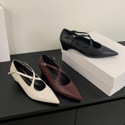 Мода SUOJIALUN 2025 Женские Туфли-лодочки Нового Бренда Модные Туфли с Острым Носком Женские Красные Элегантные Одинарные Туфли Квадратный Низкий Каблук Туфли Мэри Джейн