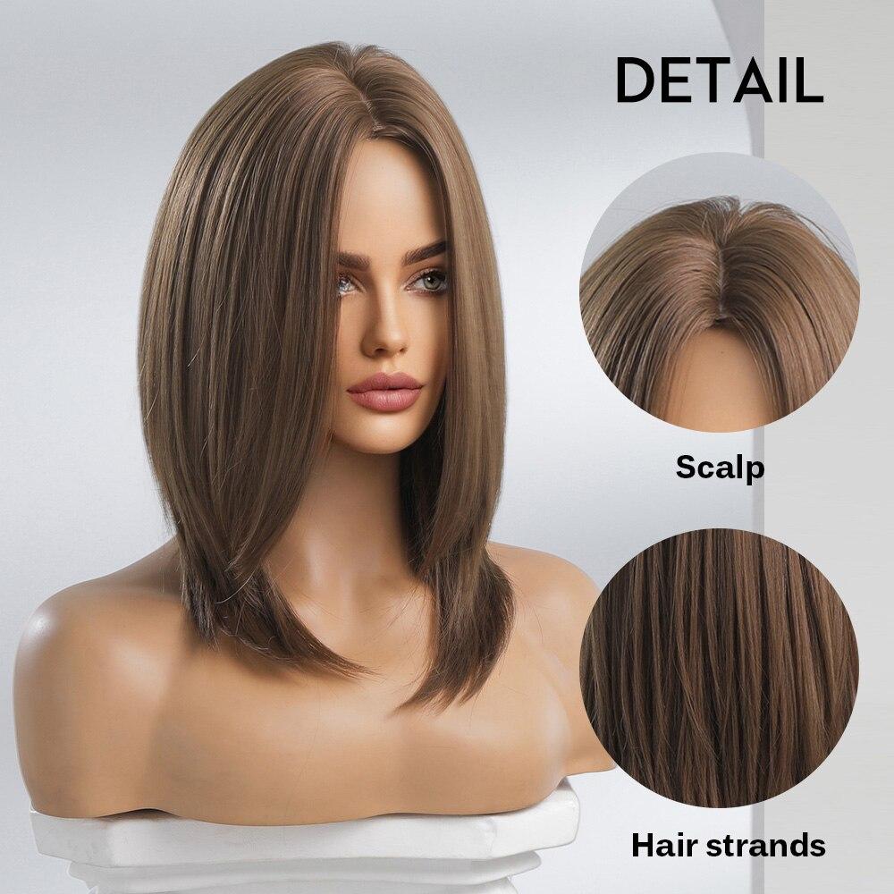 Brown Wig Bob Synthetic Wigs for Women Daliy Lolita Party Natural Wigs High Temperature Hair