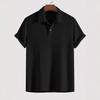 Men's Fashion Knitted Polo Shirts Short Sleeve Turn-down Collar Colid Color Simple T-shirt Top