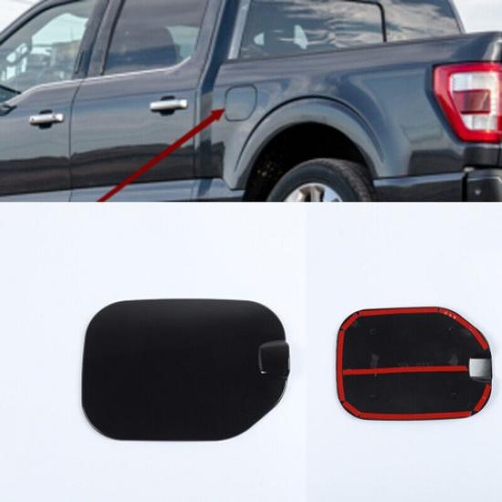 Fit For Ford F150 2021+ Black ABS Fuel Tank Cover Door Gas Filler Cap
