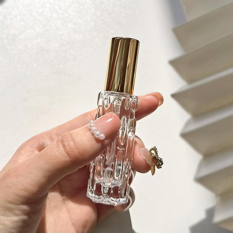 Clear Glass Perfume Bottle 10ml with Rose Gold Press Spray, 15ml Portable High-Value Cosmetic Container