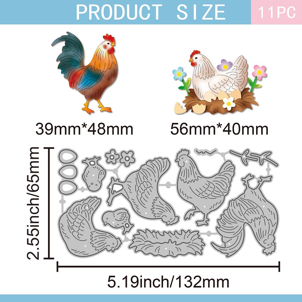 Hen and Chick Carbon Steel Cutting Dies Stencils for DIY Scrapbooking Photo Album Decorative Embossing Paper Card Rooster 65x132x0.8mm