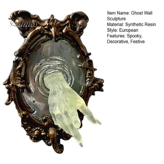 Ghost Hand Wall Sculpture Ghost In The Mirror Wall Plaque Gothic Spectral Hand Wall Decoration for Halloween Home Decor