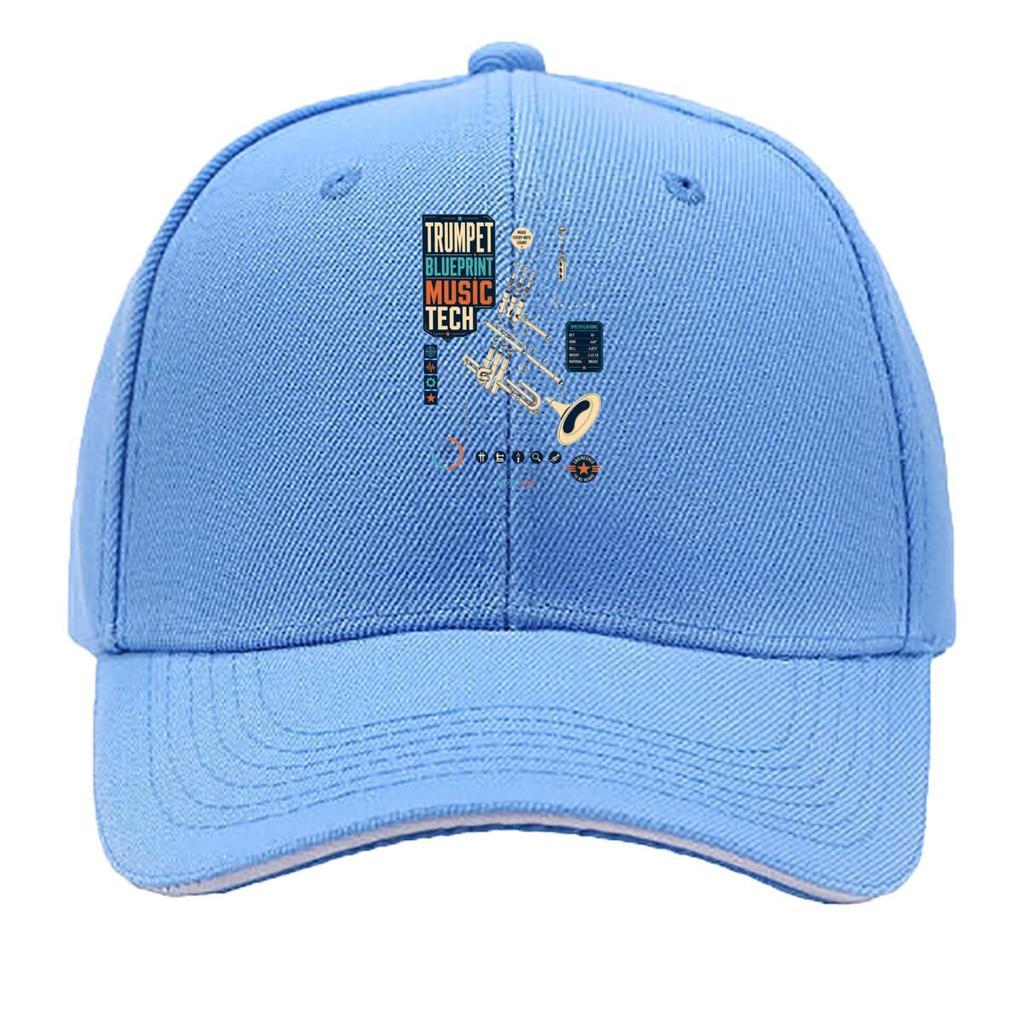 Vintage Trumpet Schematic Jazz Works Hip Hop hat Fashion Outdoor Sports Sandwich Baseball Cap