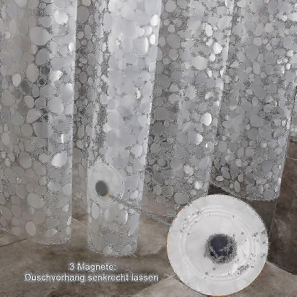 Anti-mold Shower Curtain with Weight Magnet Below, 0.2mm [180x200cm] Waterproof Anacterial