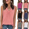 Женская мода однотонный V-образный вырез без рукавов с оборками жилет футболка топ