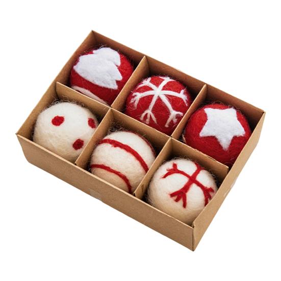 6 шт. Рождественские шары из шерстяного фетра, подвесные шары, диаметр 5 см, фетровые сферы