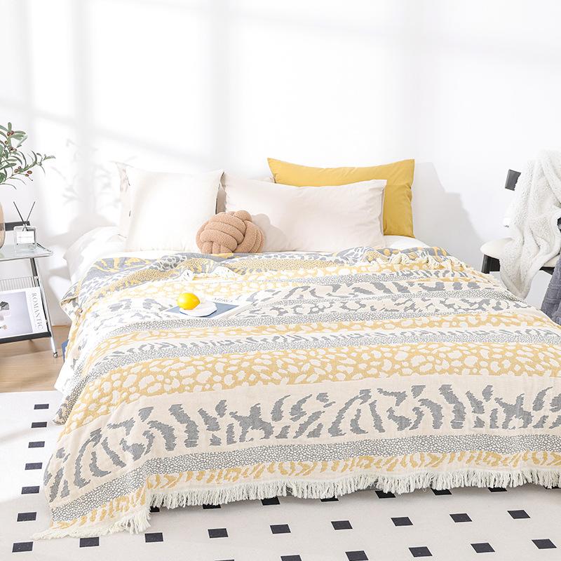 New Bohemian Blanket Four Seasons Sofa Cushion Large Size Soft Cotton Blanket Multi-layer Gauze Cooling Quilt Bedspread Thin