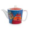 Laurel Burch [A2682] - Blue Red 'Laurel Burch' Porcelain Teapot (cats) - 10x9cm (450 Ml)