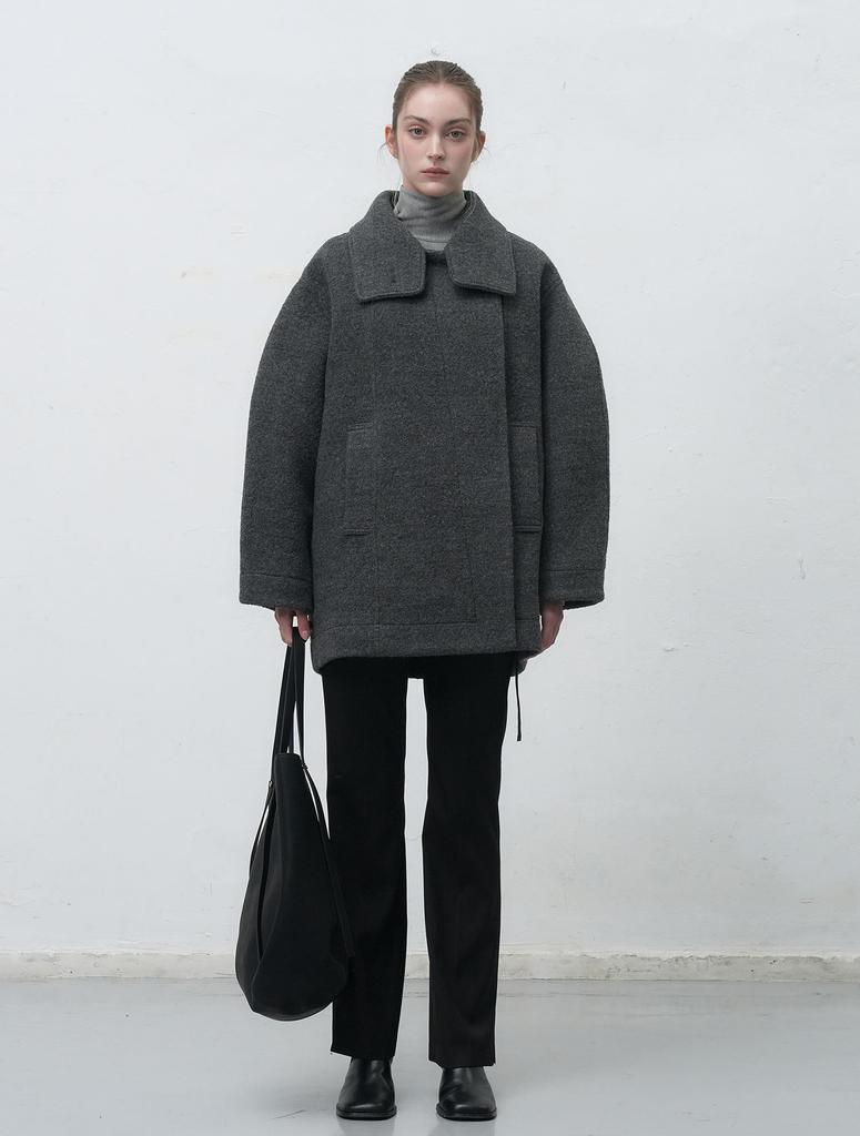 GENERALIDEA Wool Boucle Half Coat [Charcoal] / Wbe4L10527