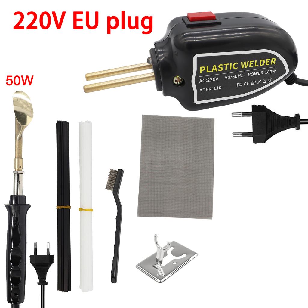 100W 220V EU Plastic Welder Kit, Auto Bumper Crack Hole Repair Tool with Welding Staples, Compact Design
