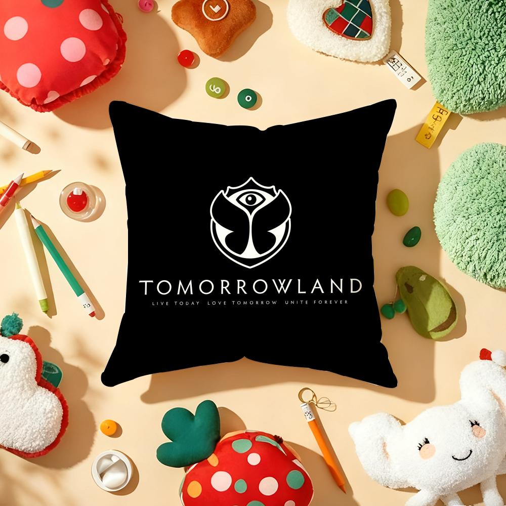 Подушка с чехлом Музыкальный фестиваль TOMORROWLAND Плюшевая ткань Мягкая Двусторонняя печать Диванная Теплая Зимняя Домашняя Детский Подарок Наволочка