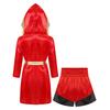 Боксерский Халат и Шорты для Детей Мальчиков Девочек, Сатиновый Капюшонный Плащ с Поясом, Идеально для Хэллоуина и Спортивного Костюма